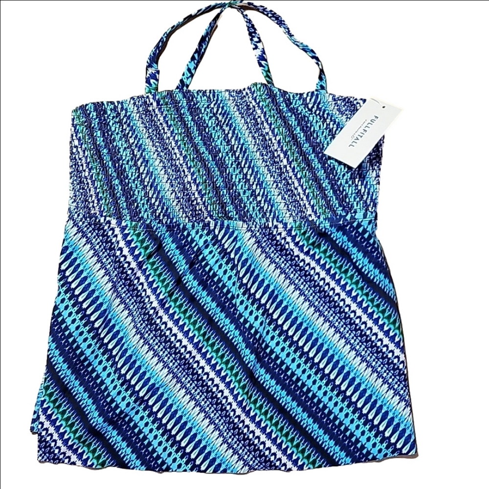 Fullfitall Blue Patterned Swimsuit Top  Size 16 NWT